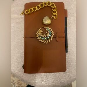 Brown Leather Journal with Vintage Embellishments
